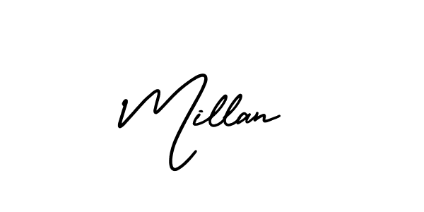 Millan stylish signature style. Best Handwritten Sign (AmerikaSignatureDemo-Regular) for my name. Handwritten Signature Collection Ideas for my name Millan. Millan signature style 3 images and pictures png