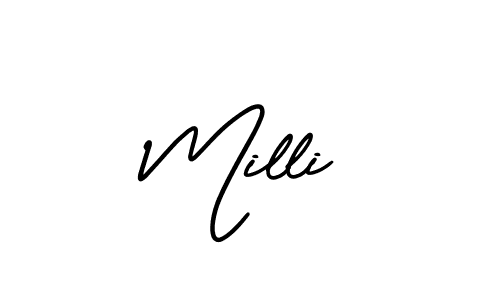 Make a beautiful signature design for name Milli. With this signature (AmerikaSignatureDemo-Regular) style, you can create a handwritten signature for free. Milli signature style 3 images and pictures png