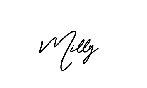 This is the best signature style for the Milly name. Also you like these signature font (AmerikaSignatureDemo-Regular). Mix name signature. Milly signature style 3 images and pictures png