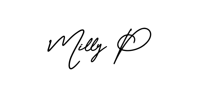 Make a beautiful signature design for name Milly P. With this signature (AmerikaSignatureDemo-Regular) style, you can create a handwritten signature for free. Milly P signature style 3 images and pictures png