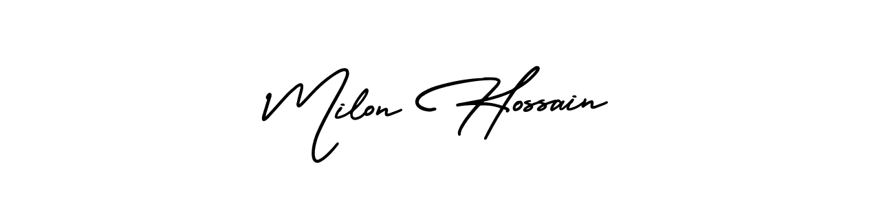 Create a beautiful signature design for name Milon Hossain. With this signature (AmerikaSignatureDemo-Regular) fonts, you can make a handwritten signature for free. Milon Hossain signature style 3 images and pictures png