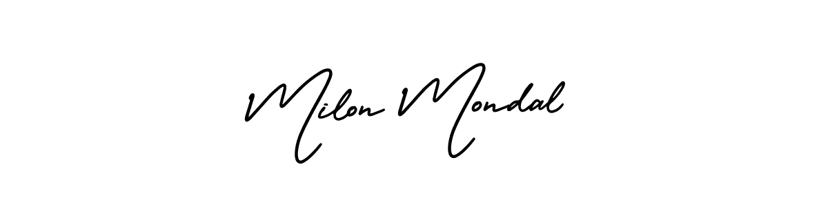 How to make Milon Mondal signature? AmerikaSignatureDemo-Regular is a professional autograph style. Create handwritten signature for Milon Mondal name. Milon Mondal signature style 3 images and pictures png