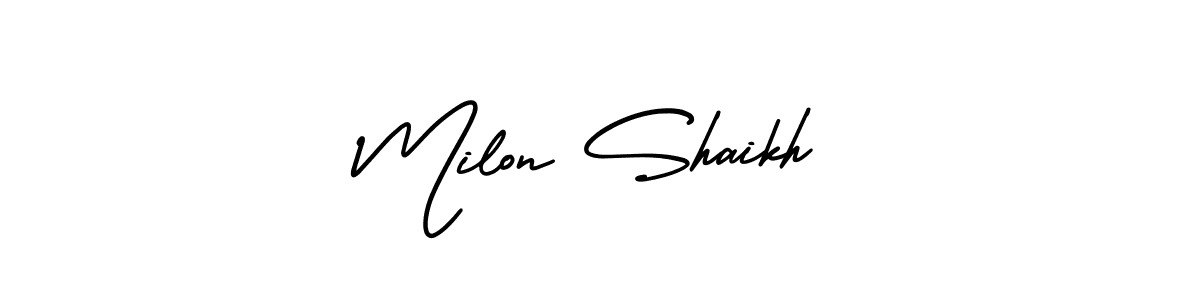 Use a signature maker to create a handwritten signature online. With this signature software, you can design (AmerikaSignatureDemo-Regular) your own signature for name Milon Shaikh. Milon Shaikh signature style 3 images and pictures png