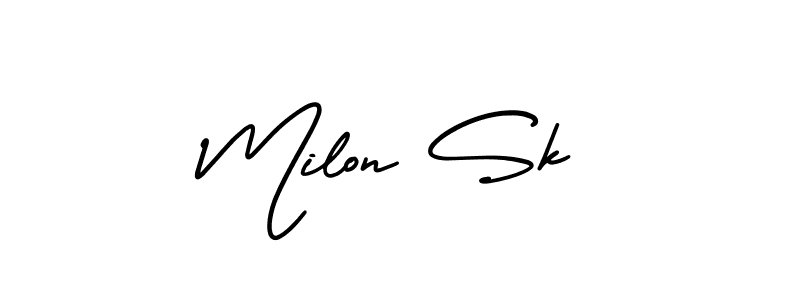 How to make Milon Sk name signature. Use AmerikaSignatureDemo-Regular style for creating short signs online. This is the latest handwritten sign. Milon Sk signature style 3 images and pictures png