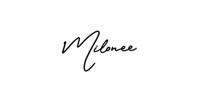 Milonee stylish signature style. Best Handwritten Sign (AmerikaSignatureDemo-Regular) for my name. Handwritten Signature Collection Ideas for my name Milonee. Milonee signature style 3 images and pictures png