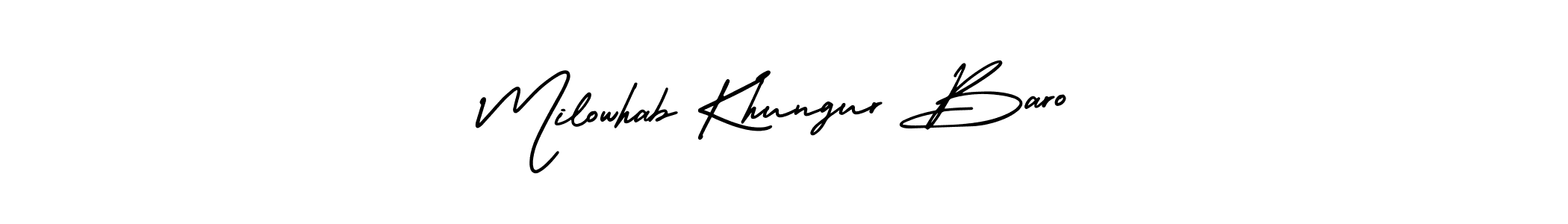 if you are searching for the best signature style for your name Milowhab Khungur Baro. so please give up your signature search. here we have designed multiple signature styles  using AmerikaSignatureDemo-Regular. Milowhab Khungur Baro signature style 3 images and pictures png
