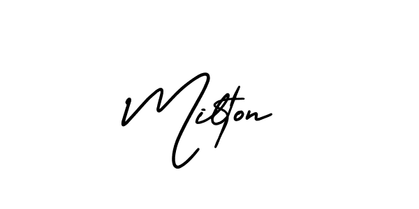 Milton stylish signature style. Best Handwritten Sign (AmerikaSignatureDemo-Regular) for my name. Handwritten Signature Collection Ideas for my name Milton. Milton signature style 3 images and pictures png
