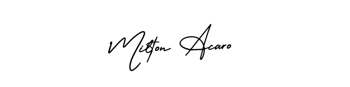 Create a beautiful signature design for name Milton Acaro. With this signature (AmerikaSignatureDemo-Regular) fonts, you can make a handwritten signature for free. Milton Acaro signature style 3 images and pictures png