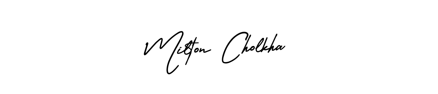 if you are searching for the best signature style for your name Milton Cholkha. so please give up your signature search. here we have designed multiple signature styles  using AmerikaSignatureDemo-Regular. Milton Cholkha signature style 3 images and pictures png