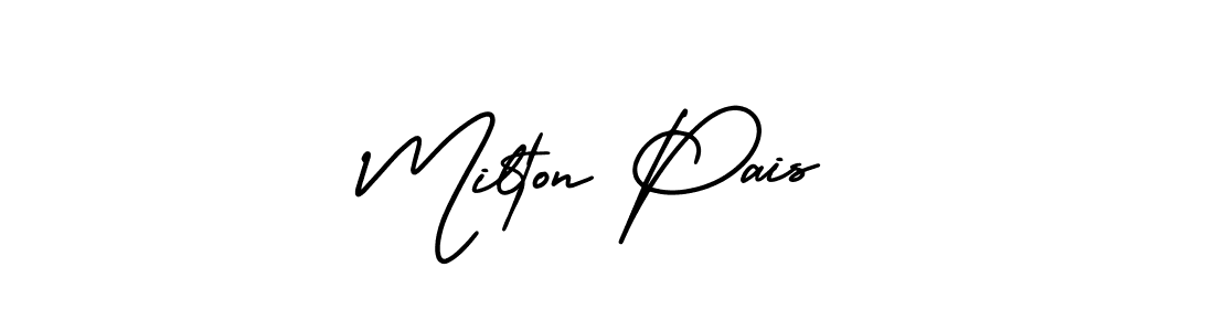 AmerikaSignatureDemo-Regular is a professional signature style that is perfect for those who want to add a touch of class to their signature. It is also a great choice for those who want to make their signature more unique. Get Milton Pais name to fancy signature for free. Milton Pais signature style 3 images and pictures png