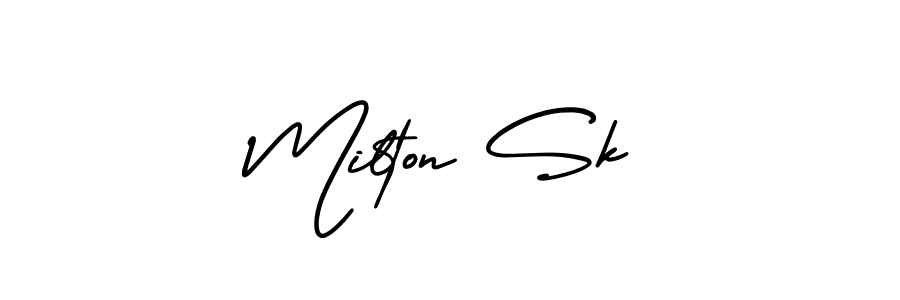 Use a signature maker to create a handwritten signature online. With this signature software, you can design (AmerikaSignatureDemo-Regular) your own signature for name Milton Sk. Milton Sk signature style 3 images and pictures png