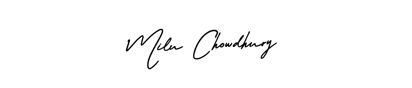 How to make Milu Chowdhury signature? AmerikaSignatureDemo-Regular is a professional autograph style. Create handwritten signature for Milu Chowdhury name. Milu Chowdhury signature style 3 images and pictures png