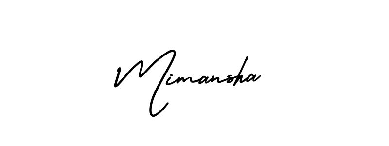 The best way (AmerikaSignatureDemo-Regular) to make a short signature is to pick only two or three words in your name. The name Mimansha include a total of six letters. For converting this name. Mimansha signature style 3 images and pictures png