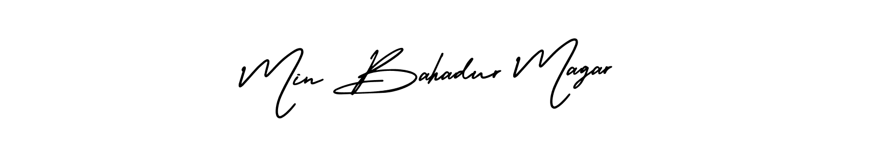 AmerikaSignatureDemo-Regular is a professional signature style that is perfect for those who want to add a touch of class to their signature. It is also a great choice for those who want to make their signature more unique. Get Min Bahadur Magar name to fancy signature for free. Min Bahadur Magar signature style 3 images and pictures png