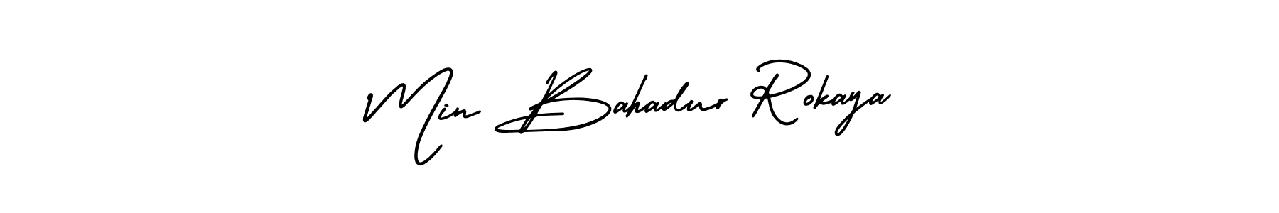 Design your own signature with our free online signature maker. With this signature software, you can create a handwritten (AmerikaSignatureDemo-Regular) signature for name Min Bahadur Rokaya. Min Bahadur Rokaya signature style 3 images and pictures png