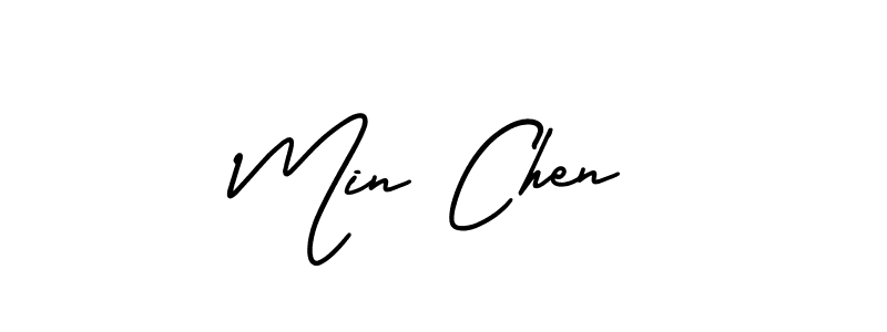 Min Chen stylish signature style. Best Handwritten Sign (AmerikaSignatureDemo-Regular) for my name. Handwritten Signature Collection Ideas for my name Min Chen. Min Chen signature style 3 images and pictures png