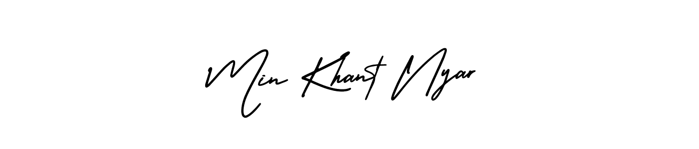 Make a beautiful signature design for name Min Khant Nyar. With this signature (AmerikaSignatureDemo-Regular) style, you can create a handwritten signature for free. Min Khant Nyar signature style 3 images and pictures png