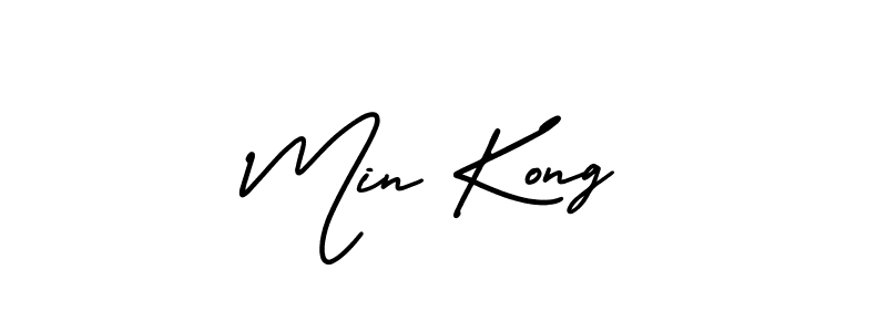 How to make Min Kong name signature. Use AmerikaSignatureDemo-Regular style for creating short signs online. This is the latest handwritten sign. Min Kong signature style 3 images and pictures png