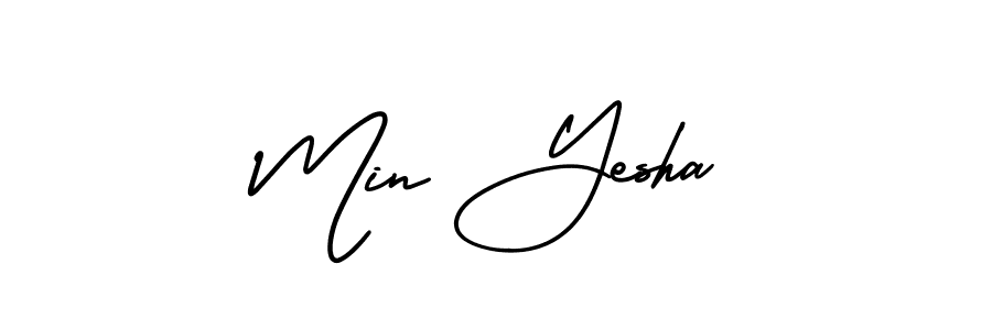 Also You can easily find your signature by using the search form. We will create Min Yesha name handwritten signature images for you free of cost using AmerikaSignatureDemo-Regular sign style. Min Yesha signature style 3 images and pictures png
