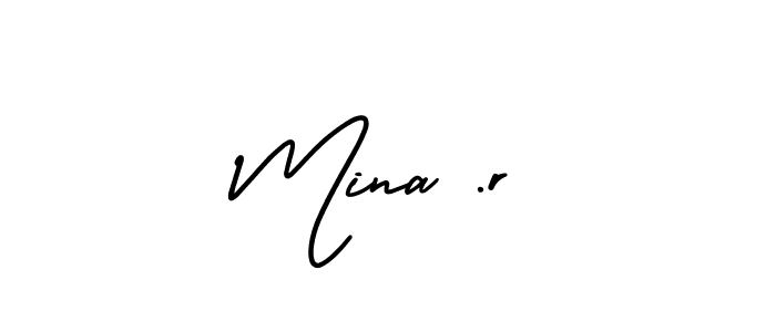 Mina .r stylish signature style. Best Handwritten Sign (AmerikaSignatureDemo-Regular) for my name. Handwritten Signature Collection Ideas for my name Mina .r. Mina .r signature style 3 images and pictures png