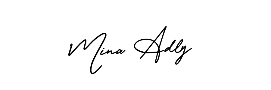 It looks lik you need a new signature style for name Mina Adly. Design unique handwritten (AmerikaSignatureDemo-Regular) signature with our free signature maker in just a few clicks. Mina Adly signature style 3 images and pictures png