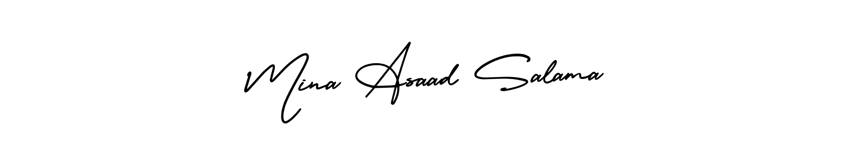 How to make Mina Asaad Salama name signature. Use AmerikaSignatureDemo-Regular style for creating short signs online. This is the latest handwritten sign. Mina Asaad Salama signature style 3 images and pictures png