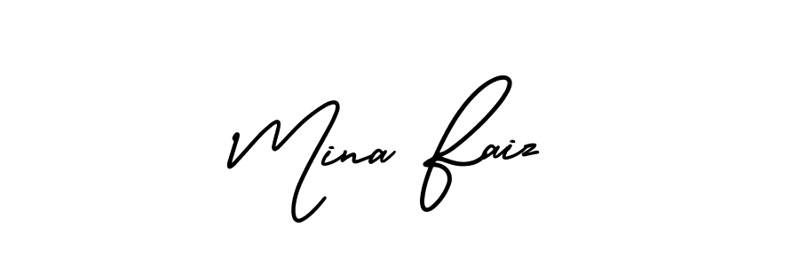 Make a short Mina Faiz signature style. Manage your documents anywhere anytime using AmerikaSignatureDemo-Regular. Create and add eSignatures, submit forms, share and send files easily. Mina Faiz signature style 3 images and pictures png