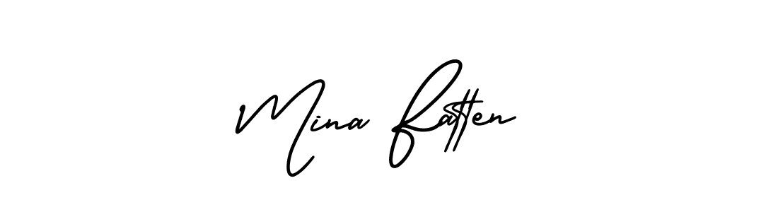 The best way (AmerikaSignatureDemo-Regular) to make a short signature is to pick only two or three words in your name. The name Mina Fatten include a total of six letters. For converting this name. Mina Fatten signature style 3 images and pictures png