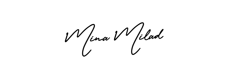 Make a beautiful signature design for name Mina Milad. With this signature (AmerikaSignatureDemo-Regular) style, you can create a handwritten signature for free. Mina Milad signature style 3 images and pictures png