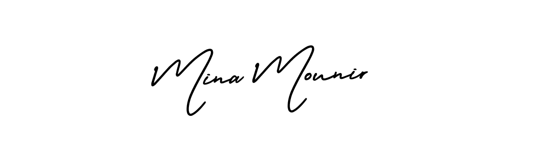 if you are searching for the best signature style for your name Mina Mounir. so please give up your signature search. here we have designed multiple signature styles  using AmerikaSignatureDemo-Regular. Mina Mounir signature style 3 images and pictures png