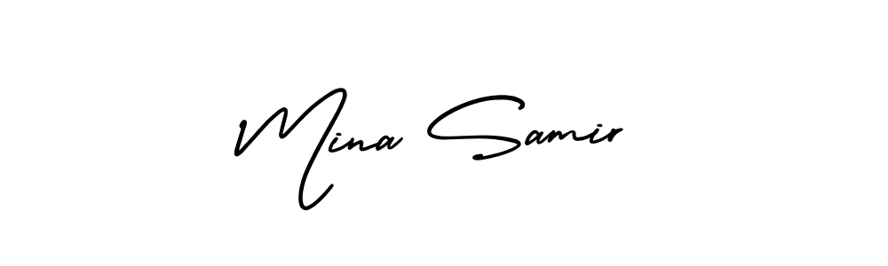 You should practise on your own different ways (AmerikaSignatureDemo-Regular) to write your name (Mina Samir) in signature. don't let someone else do it for you. Mina Samir signature style 3 images and pictures png