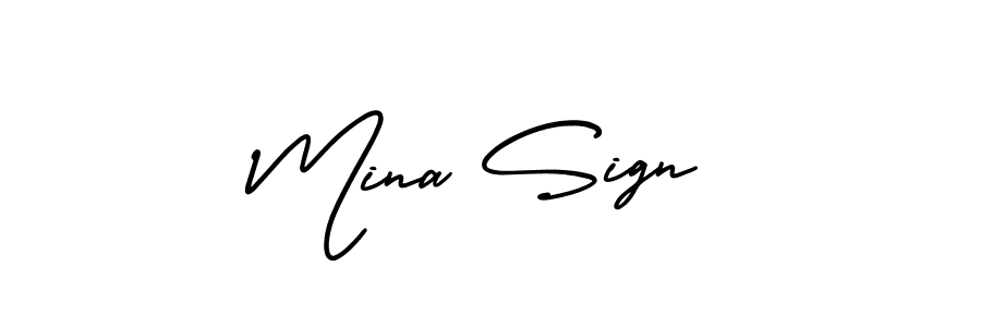 How to Draw Mina Sign signature style? AmerikaSignatureDemo-Regular is a latest design signature styles for name Mina Sign. Mina Sign signature style 3 images and pictures png