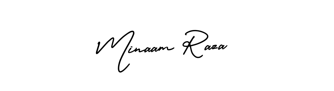 The best way (AmerikaSignatureDemo-Regular) to make a short signature is to pick only two or three words in your name. The name Minaam Raza include a total of six letters. For converting this name. Minaam Raza signature style 3 images and pictures png
