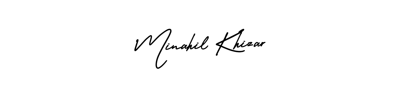 AmerikaSignatureDemo-Regular is a professional signature style that is perfect for those who want to add a touch of class to their signature. It is also a great choice for those who want to make their signature more unique. Get Minahil Khizar name to fancy signature for free. Minahil Khizar signature style 3 images and pictures png