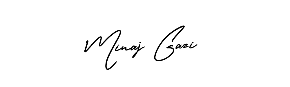 Create a beautiful signature design for name Minaj Gazi. With this signature (AmerikaSignatureDemo-Regular) fonts, you can make a handwritten signature for free. Minaj Gazi signature style 3 images and pictures png