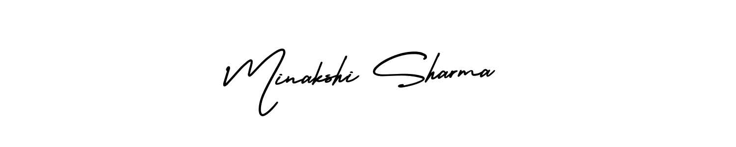 You should practise on your own different ways (AmerikaSignatureDemo-Regular) to write your name (Minakshi Sharma) in signature. don't let someone else do it for you. Minakshi Sharma signature style 3 images and pictures png