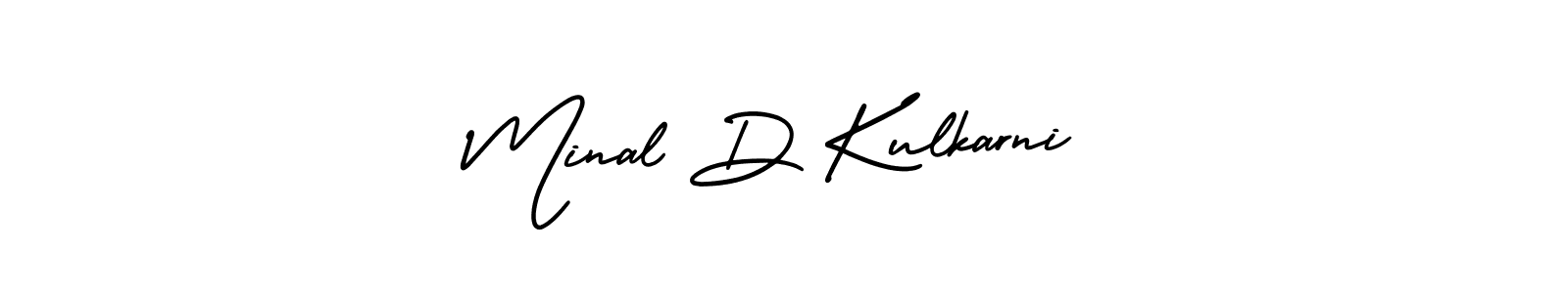 Similarly AmerikaSignatureDemo-Regular is the best handwritten signature design. Signature creator online .You can use it as an online autograph creator for name Minal D Kulkarni. Minal D Kulkarni signature style 3 images and pictures png