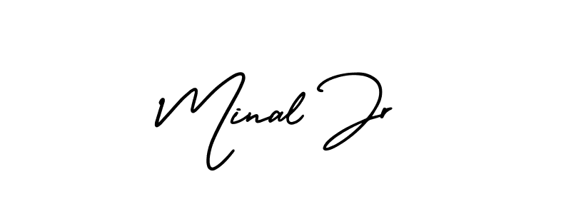 How to Draw Minal Jr signature style? AmerikaSignatureDemo-Regular is a latest design signature styles for name Minal Jr. Minal Jr signature style 3 images and pictures png
