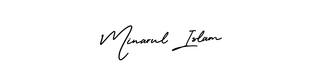 The best way (AmerikaSignatureDemo-Regular) to make a short signature is to pick only two or three words in your name. The name Minarul Islam include a total of six letters. For converting this name. Minarul Islam signature style 3 images and pictures png