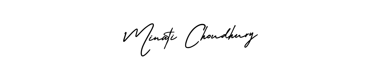 How to make Minati Choudhury signature? AmerikaSignatureDemo-Regular is a professional autograph style. Create handwritten signature for Minati Choudhury name. Minati Choudhury signature style 3 images and pictures png