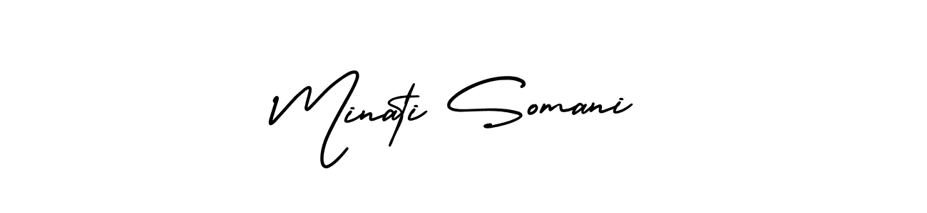 Make a short Minati Somani signature style. Manage your documents anywhere anytime using AmerikaSignatureDemo-Regular. Create and add eSignatures, submit forms, share and send files easily. Minati Somani signature style 3 images and pictures png