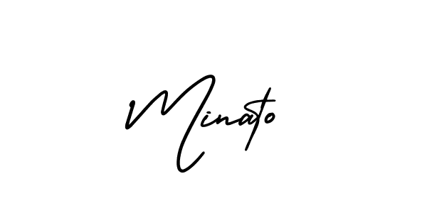 The best way (AmerikaSignatureDemo-Regular) to make a short signature is to pick only two or three words in your name. The name Minato include a total of six letters. For converting this name. Minato signature style 3 images and pictures png