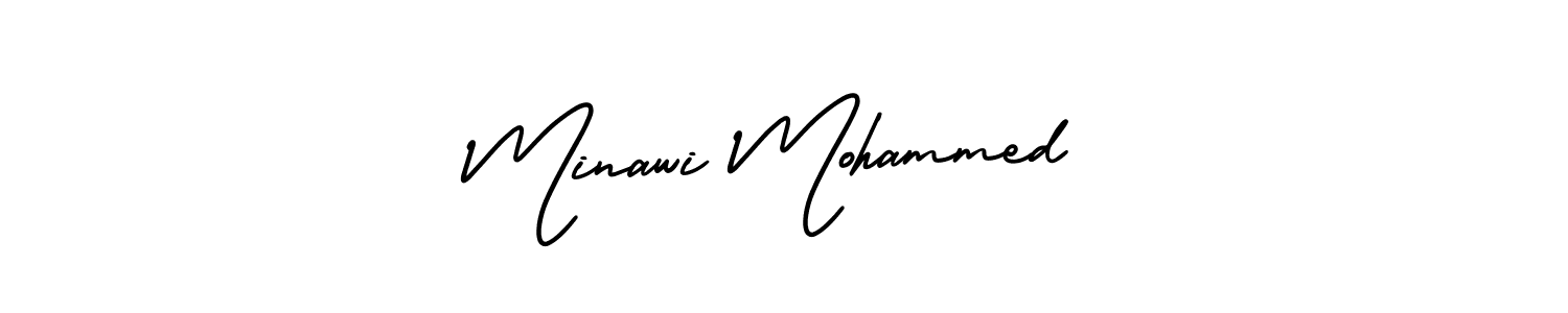 How to make Minawi Mohammed name signature. Use AmerikaSignatureDemo-Regular style for creating short signs online. This is the latest handwritten sign. Minawi Mohammed signature style 3 images and pictures png