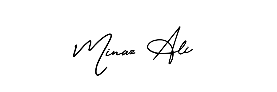 You should practise on your own different ways (AmerikaSignatureDemo-Regular) to write your name (Minaz Ali) in signature. don't let someone else do it for you. Minaz Ali signature style 3 images and pictures png