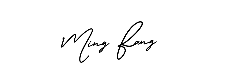 You should practise on your own different ways (AmerikaSignatureDemo-Regular) to write your name (Ming Fang) in signature. don't let someone else do it for you. Ming Fang signature style 3 images and pictures png