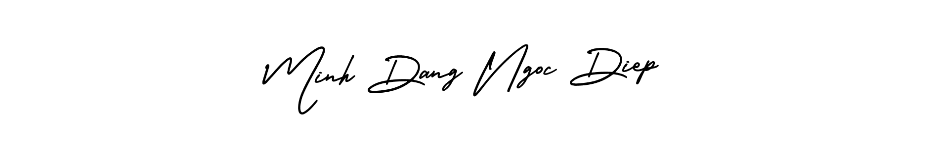 The best way (AmerikaSignatureDemo-Regular) to make a short signature is to pick only two or three words in your name. The name Minh Dang Ngoc Diep include a total of six letters. For converting this name. Minh Dang Ngoc Diep signature style 3 images and pictures png