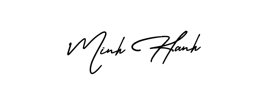 The best way (AmerikaSignatureDemo-Regular) to make a short signature is to pick only two or three words in your name. The name Minh Hanh include a total of six letters. For converting this name. Minh Hanh signature style 3 images and pictures png