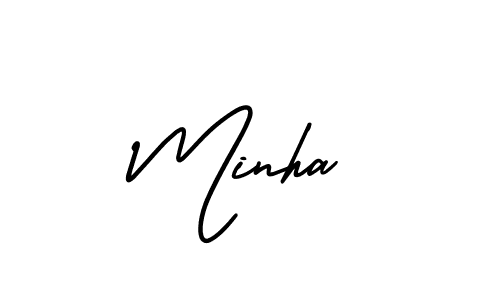 How to Draw Minha signature style? AmerikaSignatureDemo-Regular is a latest design signature styles for name Minha. Minha signature style 3 images and pictures png