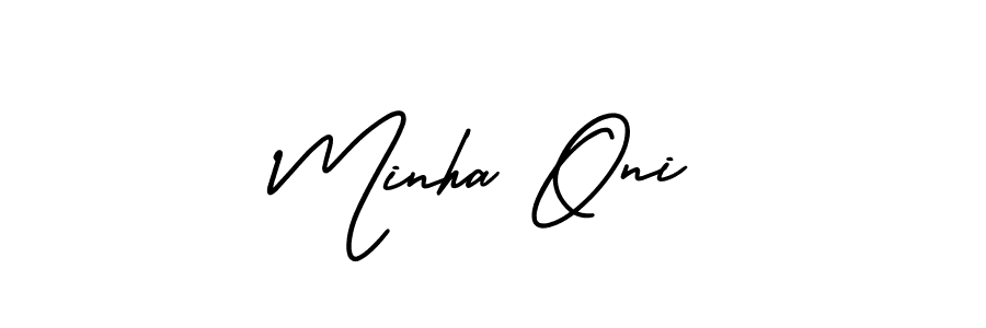 Make a beautiful signature design for name Minha Oni. With this signature (AmerikaSignatureDemo-Regular) style, you can create a handwritten signature for free. Minha Oni signature style 3 images and pictures png