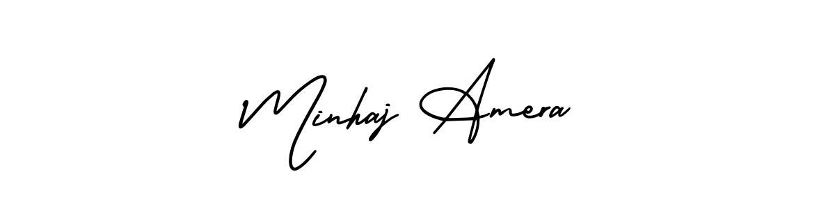 The best way (AmerikaSignatureDemo-Regular) to make a short signature is to pick only two or three words in your name. The name Minhaj Amera include a total of six letters. For converting this name. Minhaj Amera signature style 3 images and pictures png